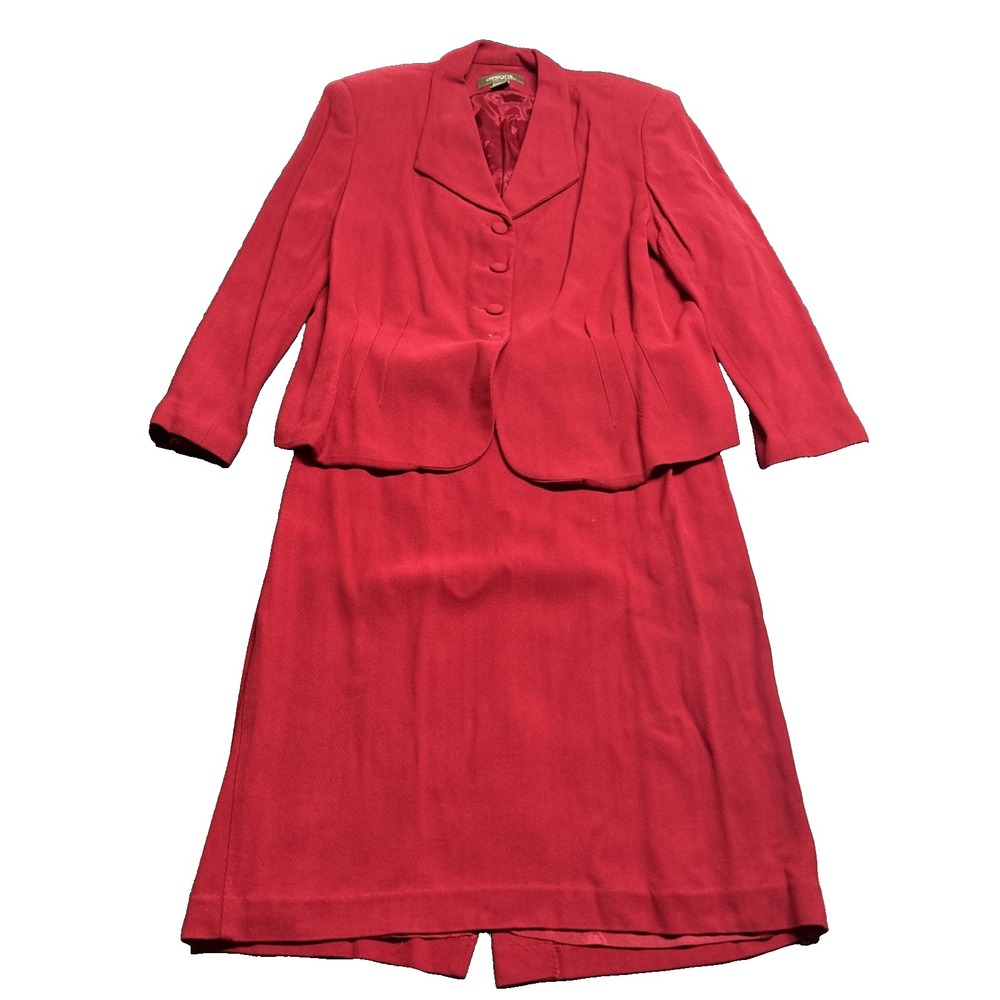 Vintage Lane Bryant Red Suit Set Size 16 Jacket & Skirt Business Career Wear